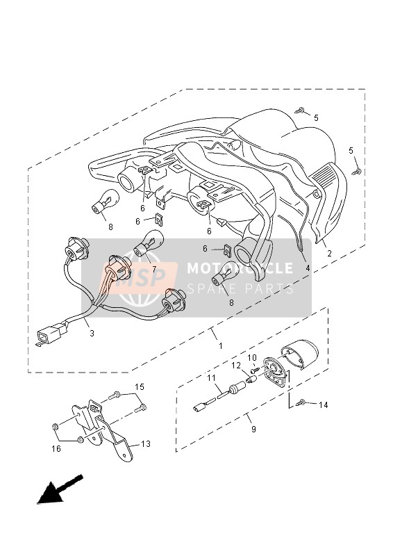 Yamaha YN50F 2014 RÜCKLICHT für ein 2014 Yamaha YN50F